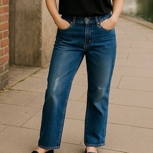 Blu Women’s 10 Blue Mid Rise Bootcut Distressed Premium Quality Denim